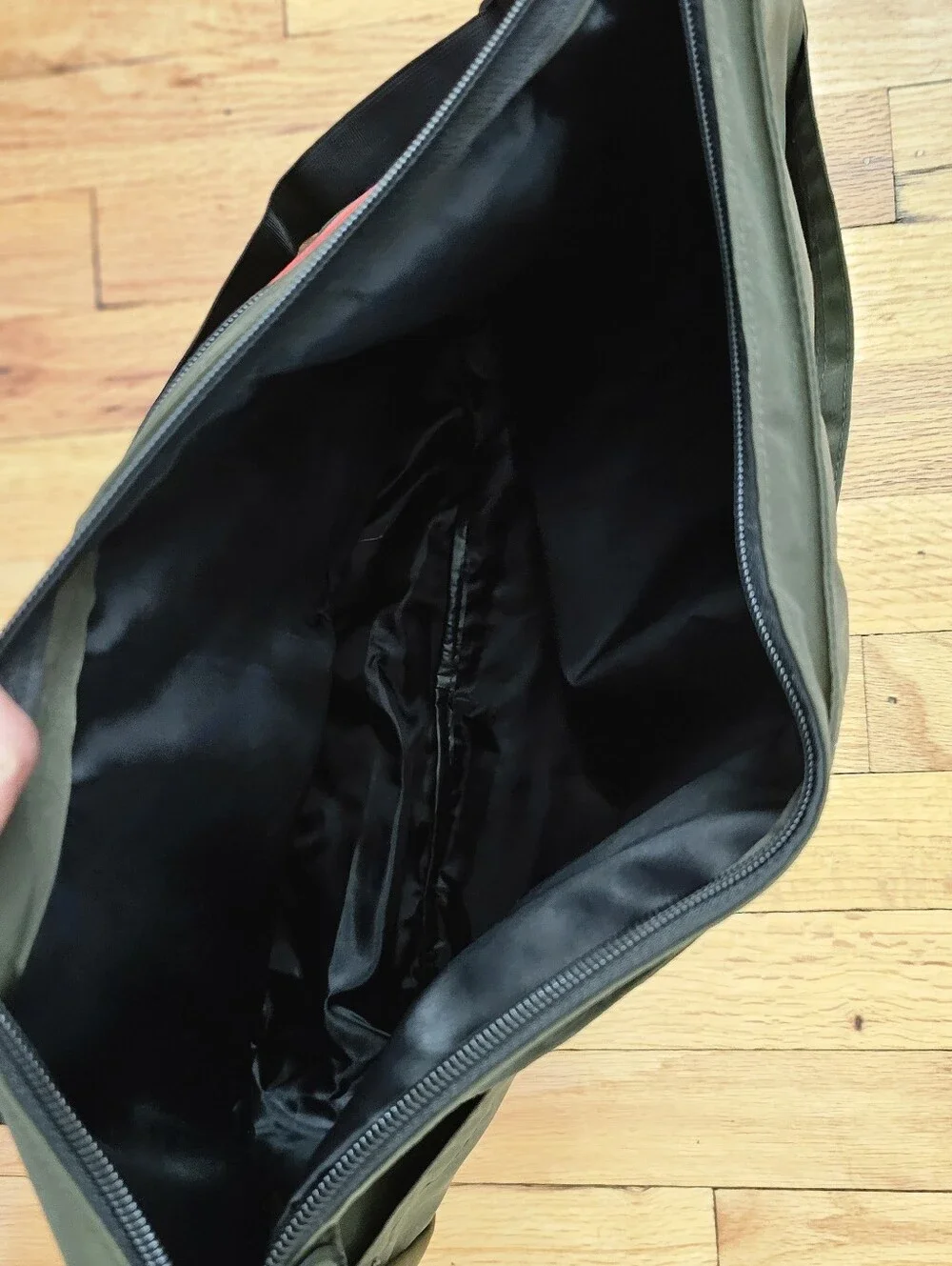 Hugo Boss Olive Messenger Bag with Red Zip